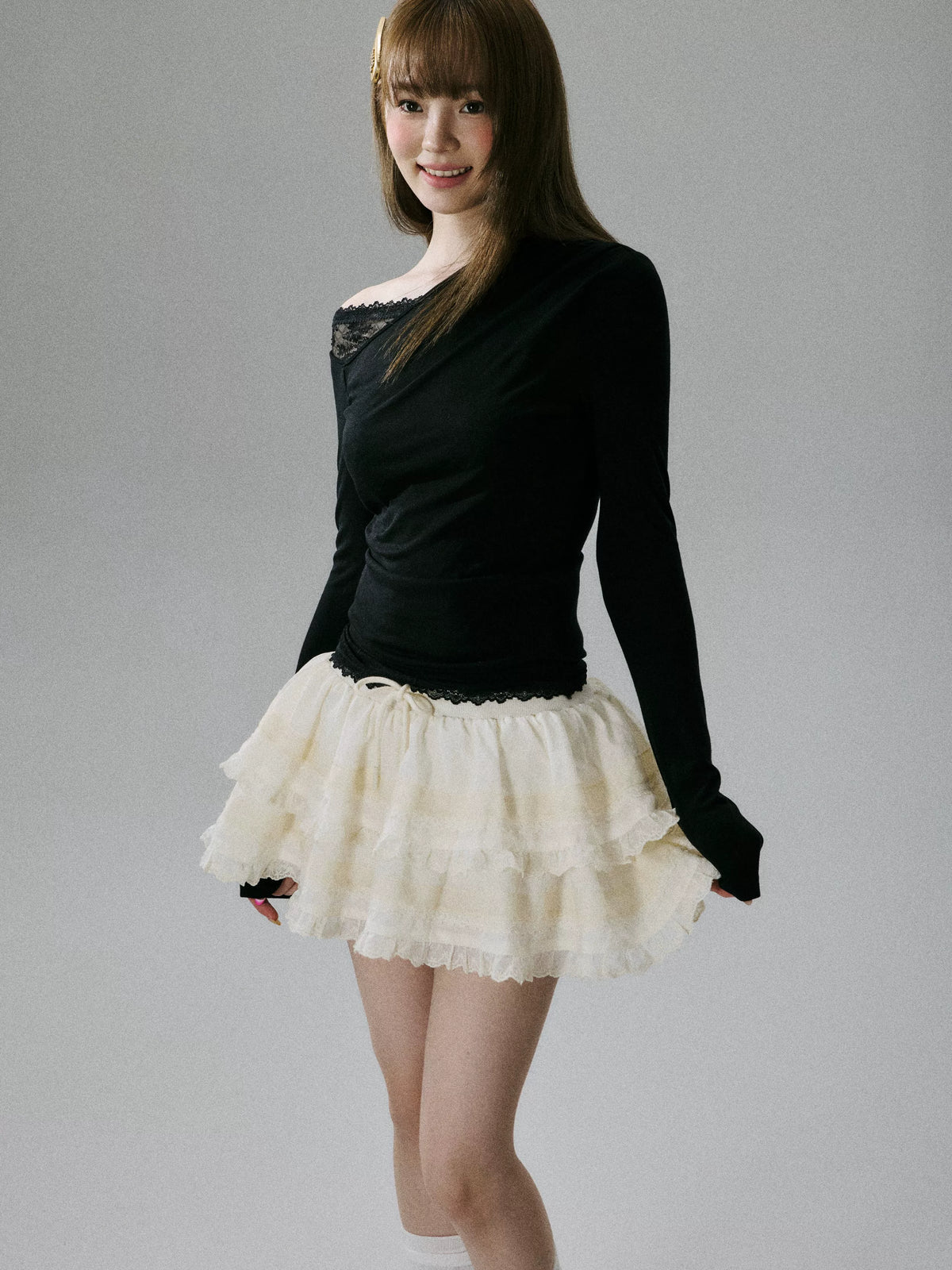 LOST FOREST - Black Wool Lyocell Layered Slim-Fit T-Shirt