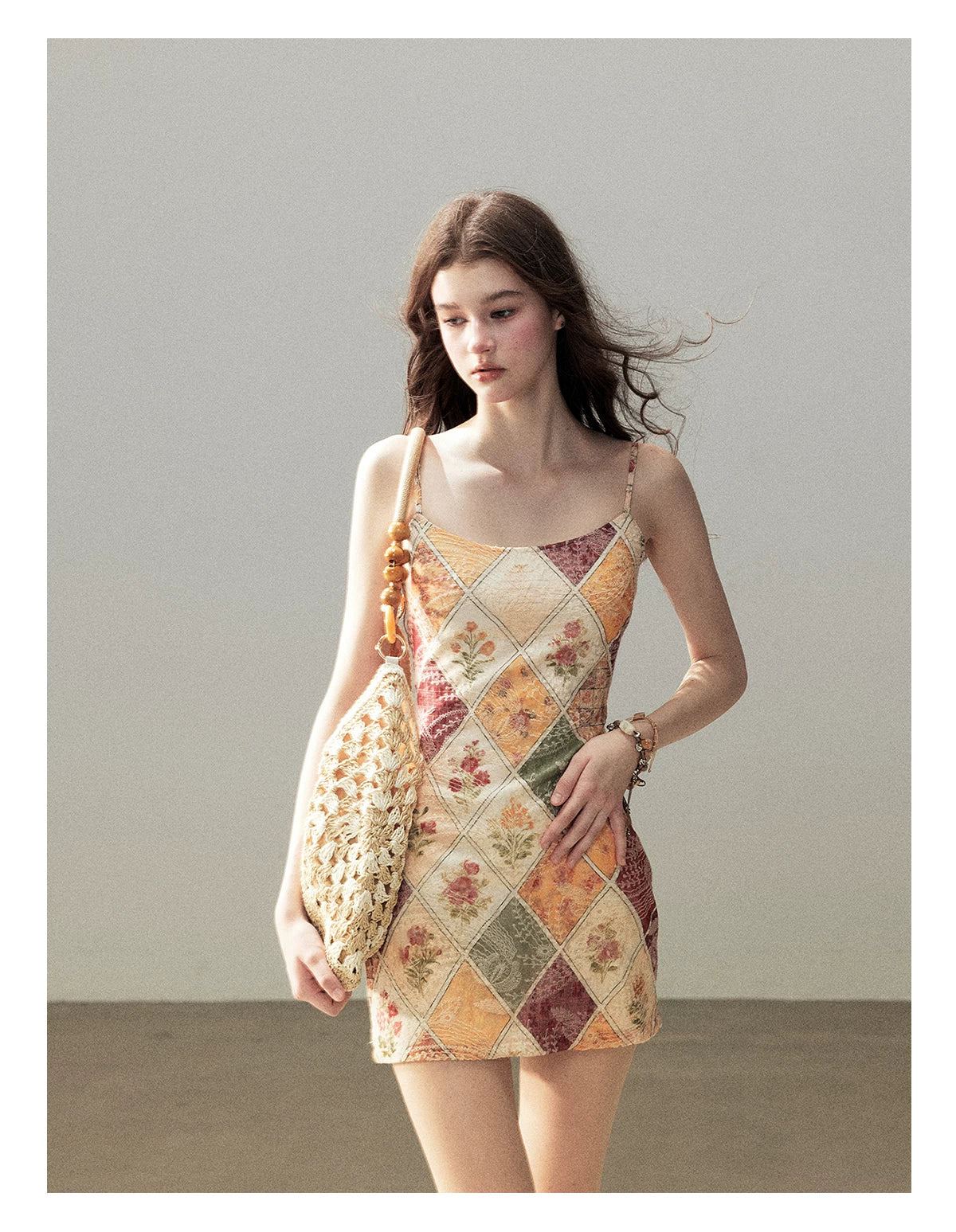 "In Her Lingering Gaze" Van Dyke Brown Floral Cami Bodycon Mini Dress