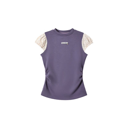 "Lavender Layers" Korean Layered Collection (Puff Sleeve Top / Pleated Midi Skirt / Mesh Overlay Skirt)