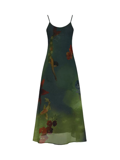Enchanted Ocean Garden Floral Maxi Dress WE986