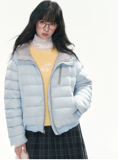 CAN - "Twilight Snow" Hooded 90% White Duck Down Puffer Jacket (Hibiscus Purple / Baby Pink / Water Blue)