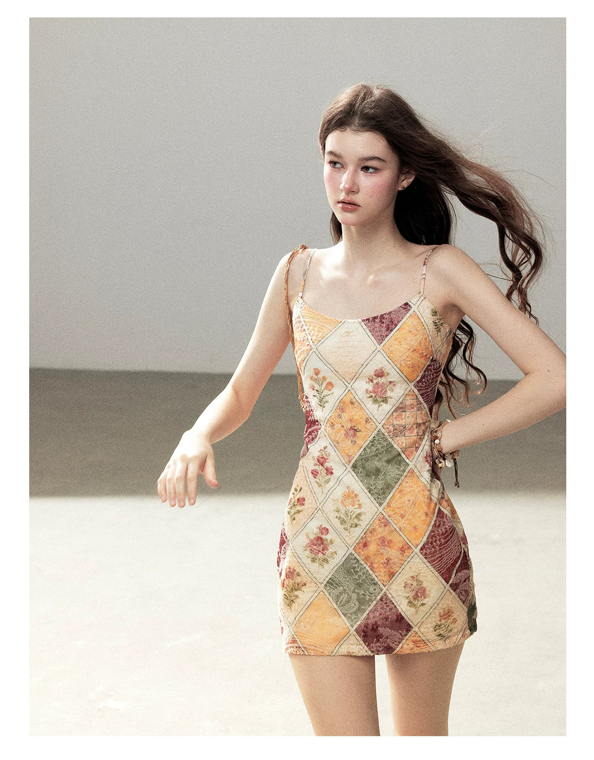 "In Her Lingering Gaze" Van Dyke Brown Floral Cami Bodycon Mini Dress