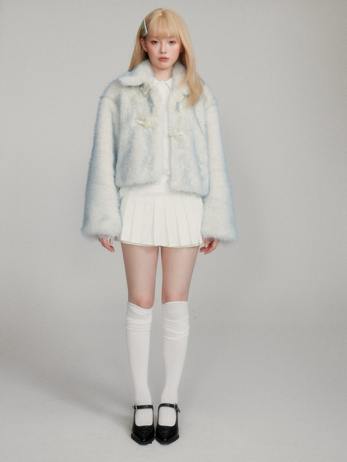 “Urban Soft-Edge Blue” Eco Faux Fur Warm Winter Jacket M6660