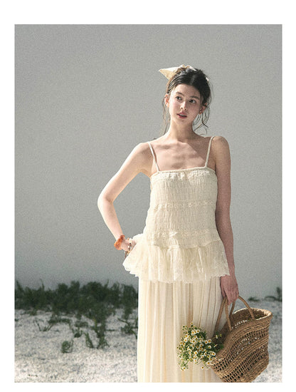 "Fallen Into Your Gaze" Dutch Cheese Lace Top & Jogger Pants Two-Piece Set