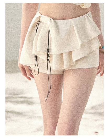 "Layered Petals in Motion" Dutch Cream Ruffle Skort 5324853
