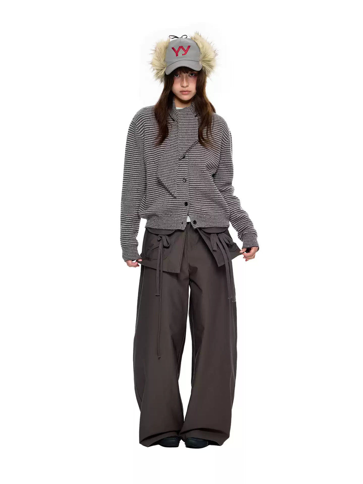 EZEK | Patchwork Drawstring Wide-Leg Lounge Pants (Black / Gray)