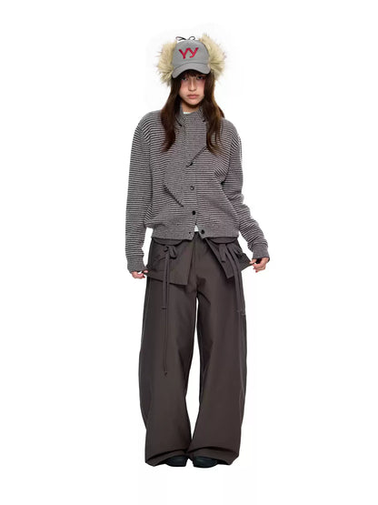 EZEK | Patchwork Drawstring Wide-Leg Lounge Pants (Black / Gray)