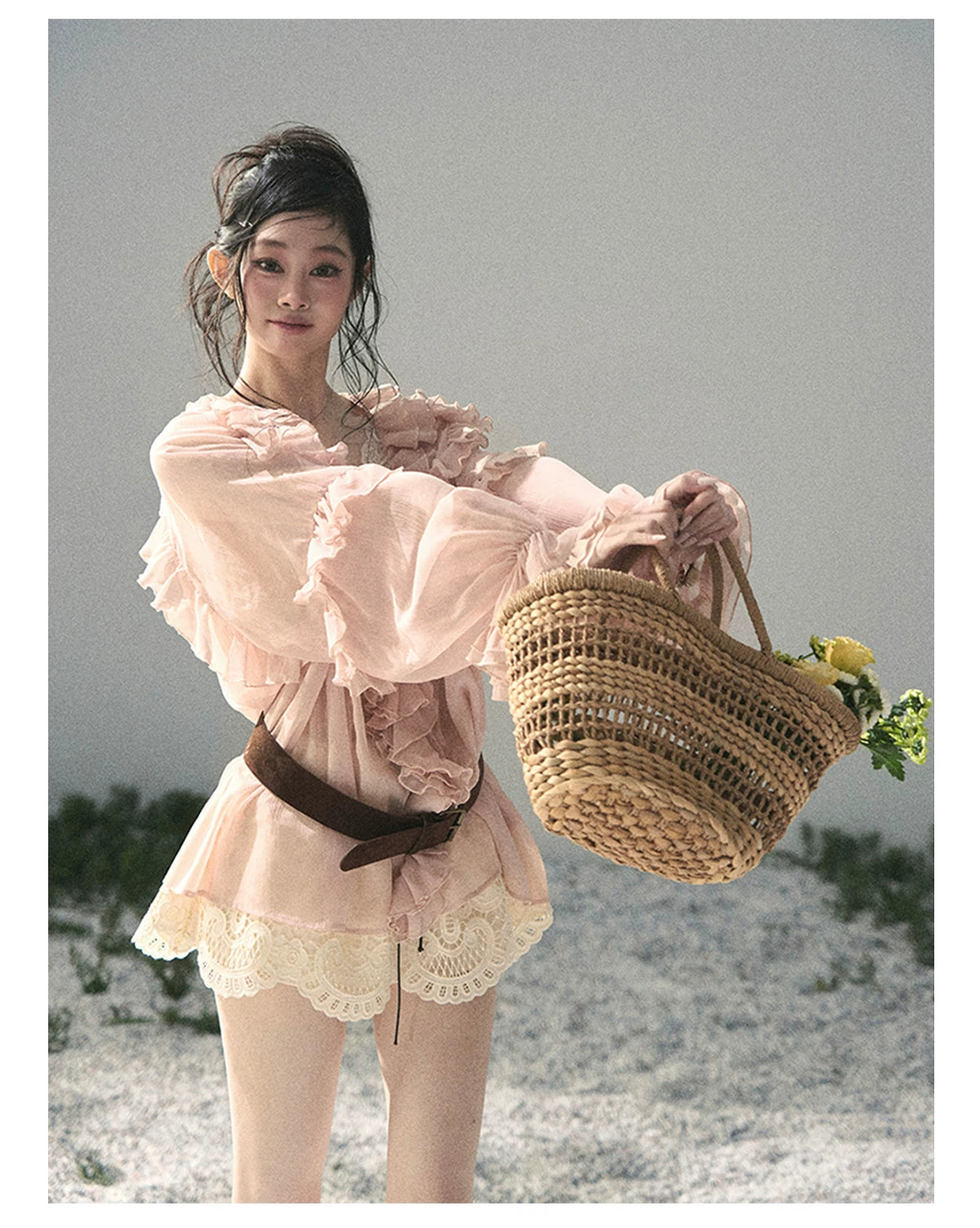 “Lost in Your Embrace” Dutch Cream Lace Puff Skort