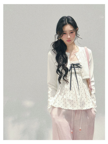少也眼 “Polka Brandy Lace” White Modal Lace Set 136