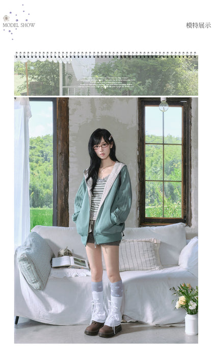 "Sage Whisper" Floral Layered Collection (Hoodie / Lace Cami / Bubble Shorts)