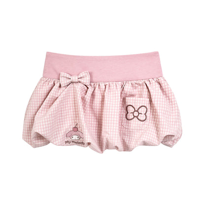 "Sweet Melody" Pink Casual Collection (Polka Dot Puff Sleeve Tee / Pleated Skirt / Bubble Skirt)