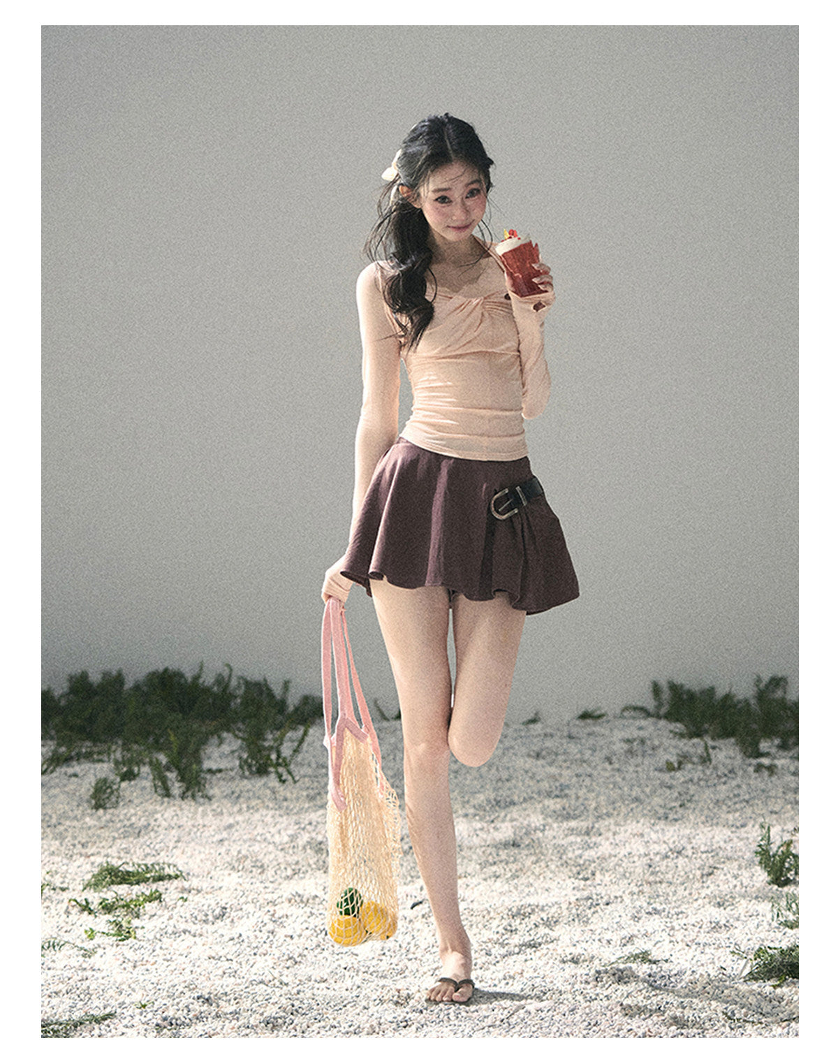 “Soft Evening Breeze” Coral Pink Layered Halter Top