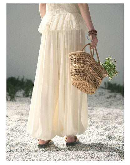 "Fallen Into Your Gaze" Dutch Cheese Lace Top & Jogger Pants Two-Piece Set