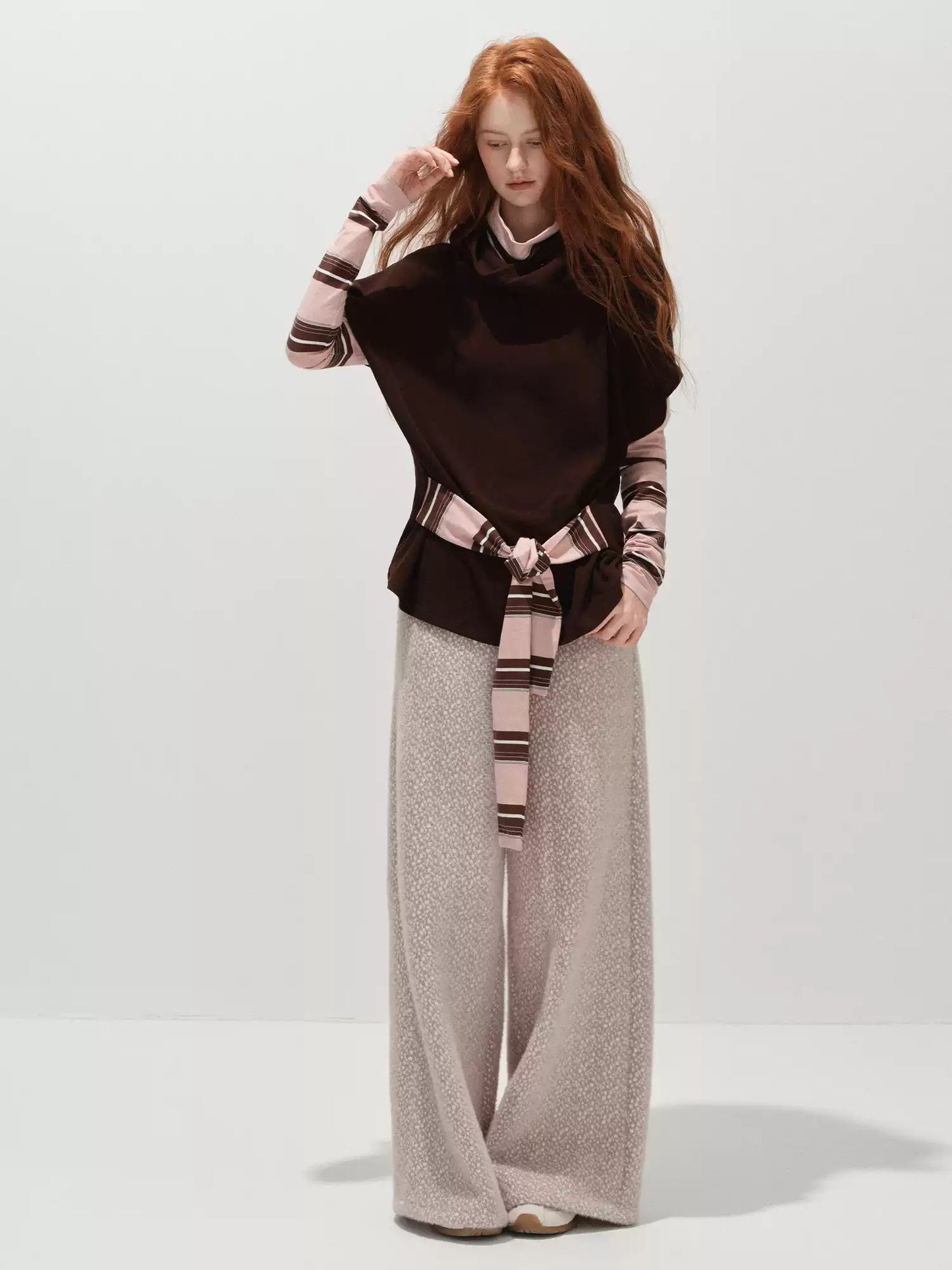 "冬迹序曲" Speckled Two-Tone Textured Winter Trousers (Rose Sand)