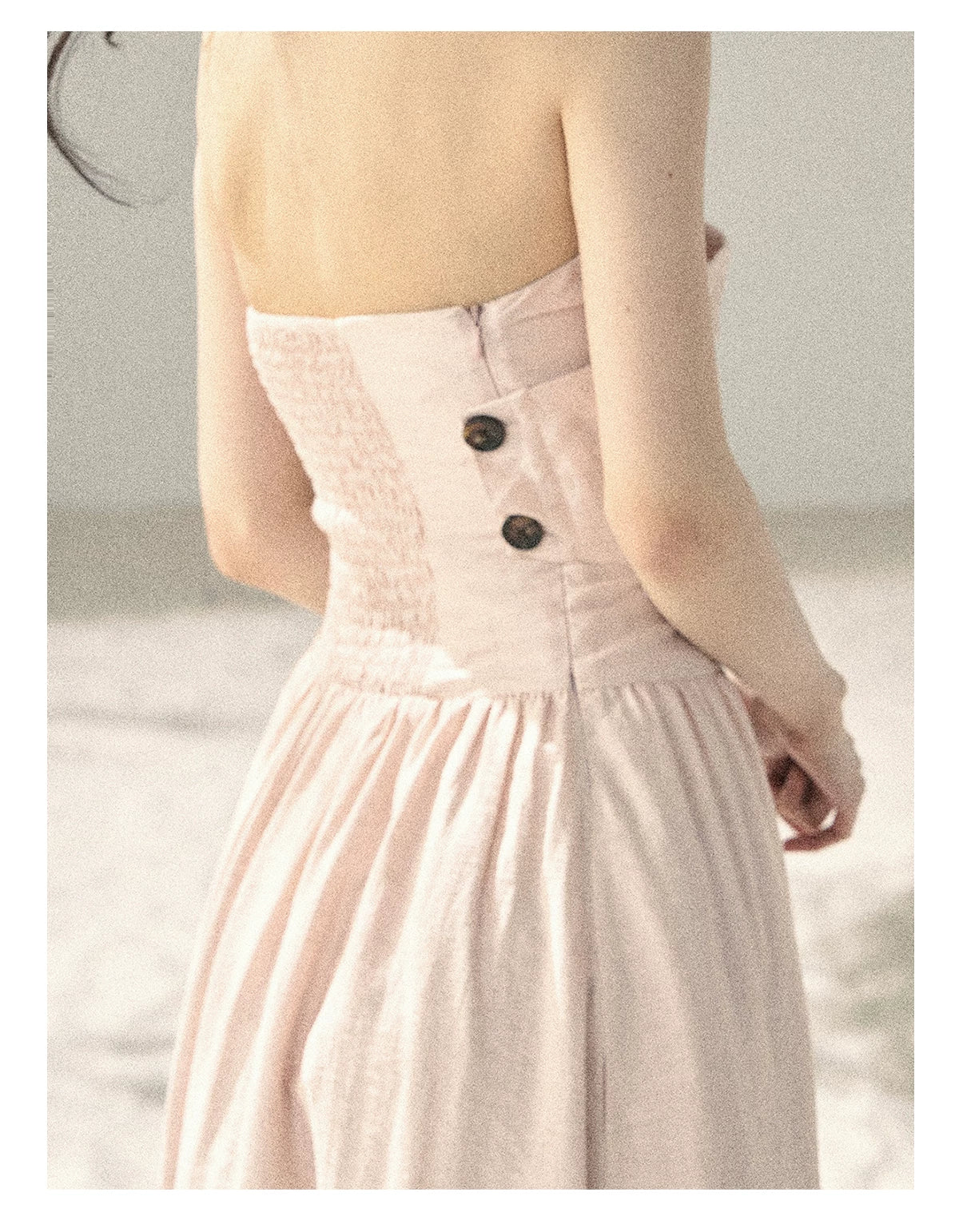 "Blushing Sunset Clouds" Ballet Pink Strapless Maxi Dress