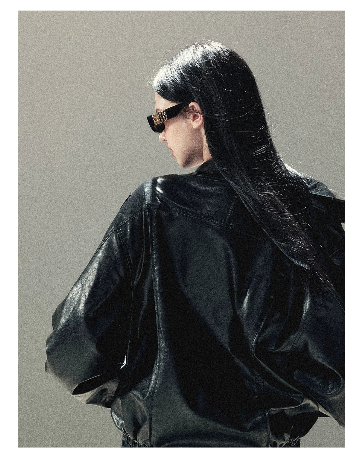AOMALM - "Solo Journey" Quiet Black Oversized PU Moto Jacket