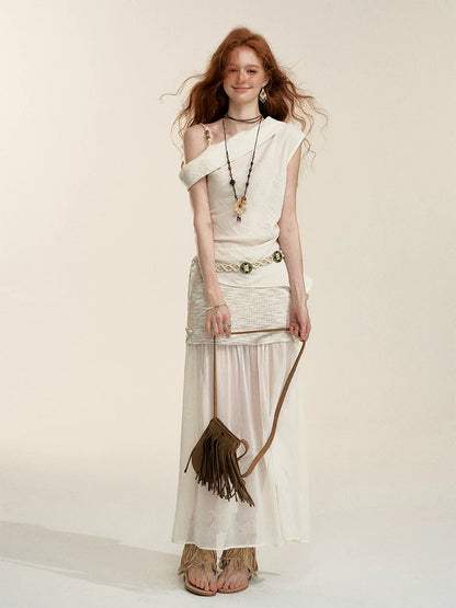 White Asymmetrical One-Shoulder Top