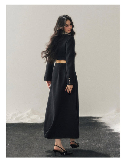 少也眼 "Whispers of Lace" Black French Lace Two-Piece Skirt Set