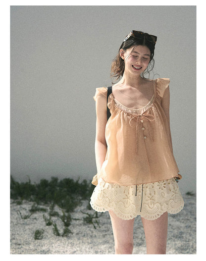 “Your Whisper” Lotus Mauve Babydoll Twinset Top