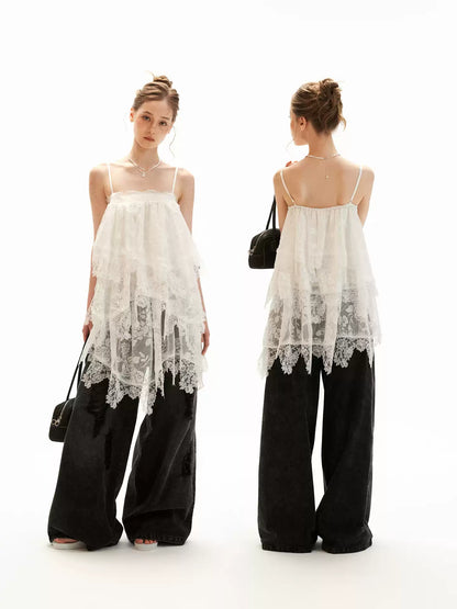 Ethereal White Lace Tiered Mini Dress WE996