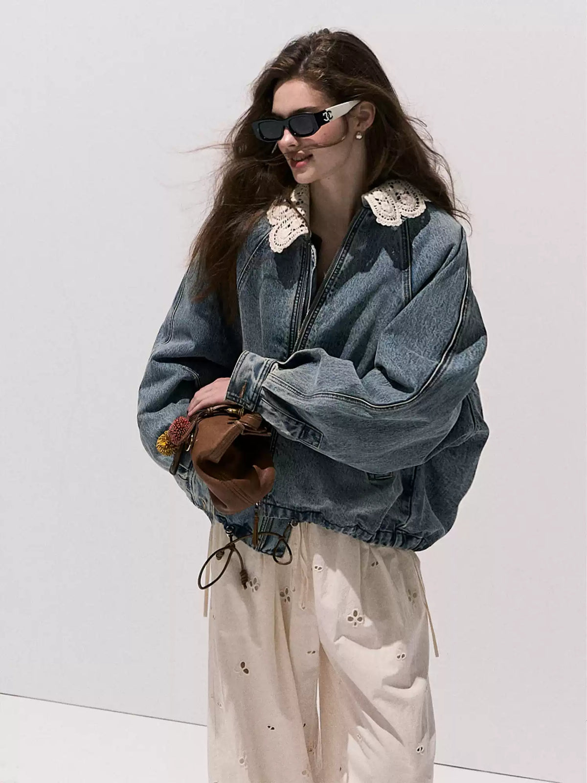 OAKMOO/  "When Grapes Are Ripe" Vintage Washed Denim Jacket & Skirt Set