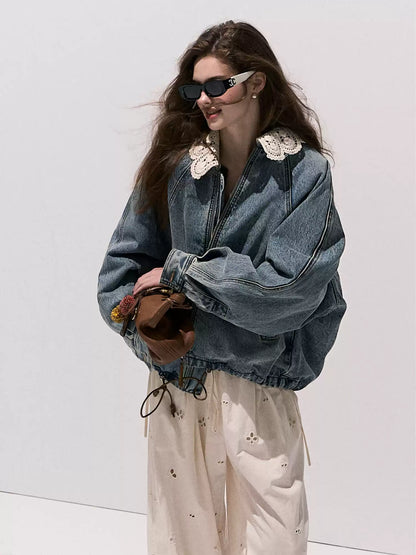 OAKMOO/  "When Grapes Are Ripe" Vintage Washed Denim Jacket & Skirt Set
