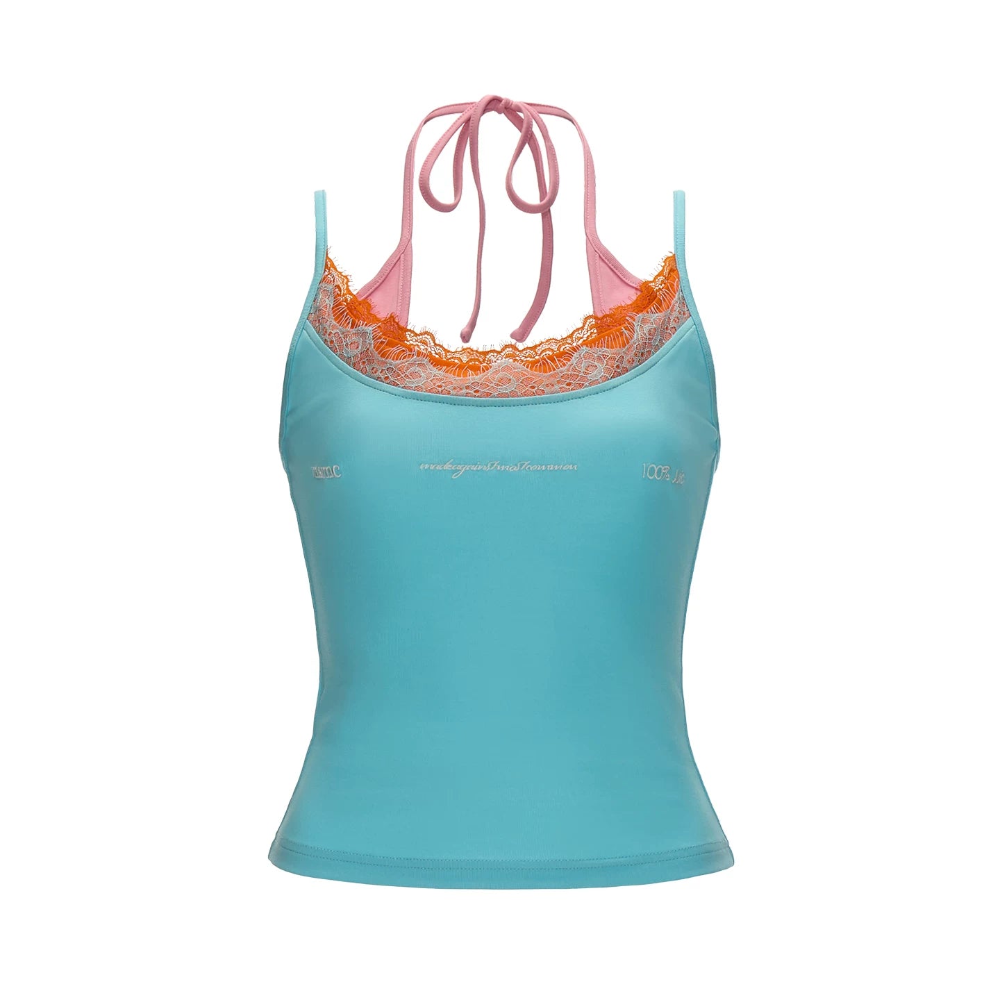 Layered Lace Letter Embroidered Cami Top