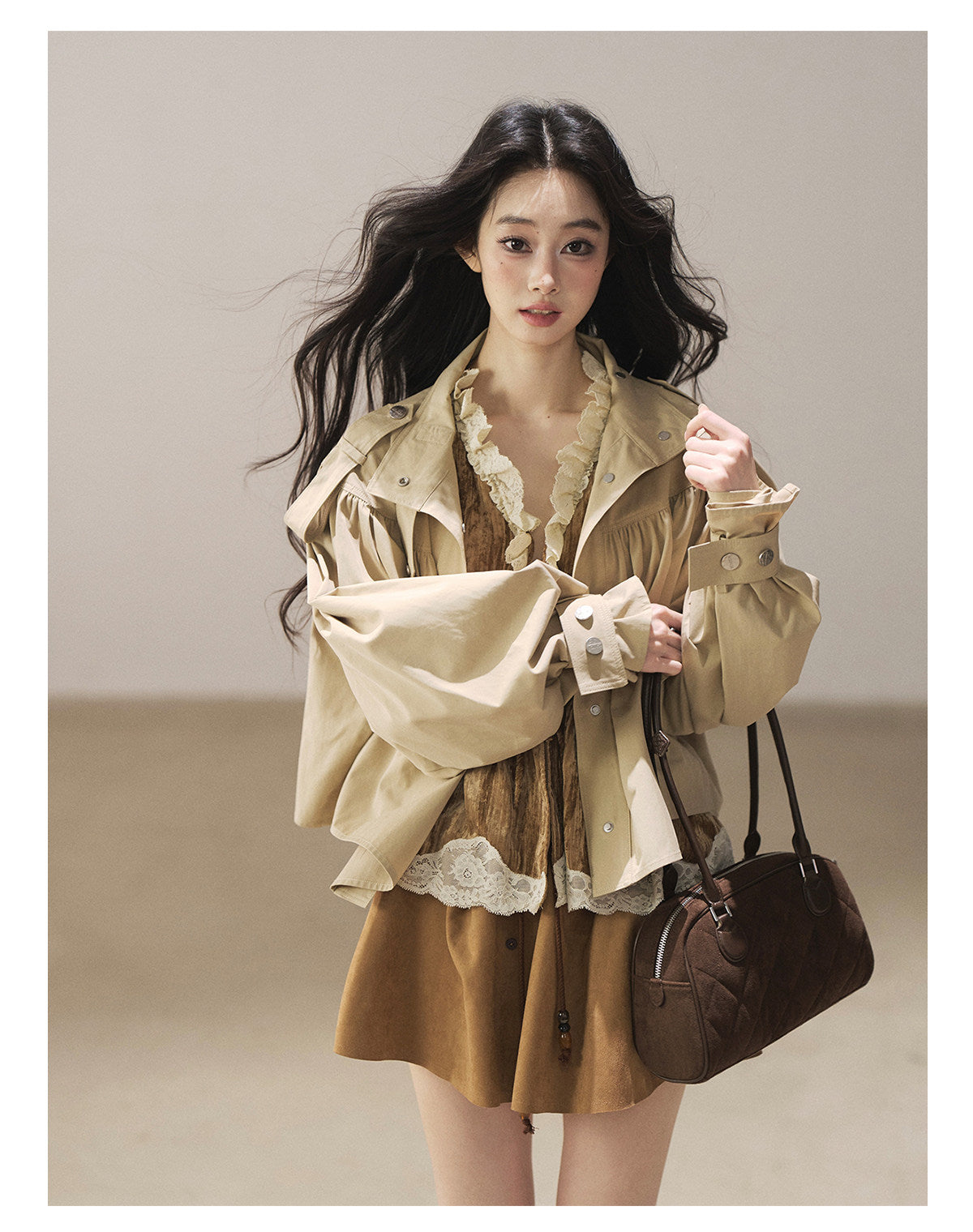 170726 "Where the Wind Wanders" Light Sand Cropped Utility Jacket