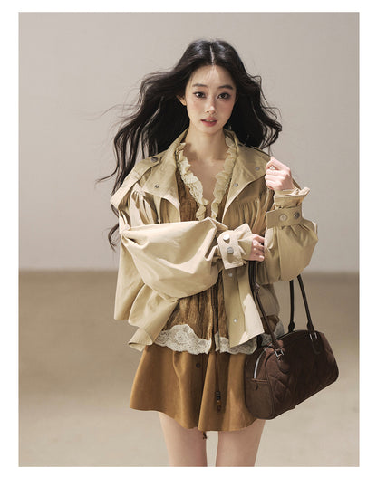 170726 "Where the Wind Wanders" Light Sand Cropped Utility Jacket