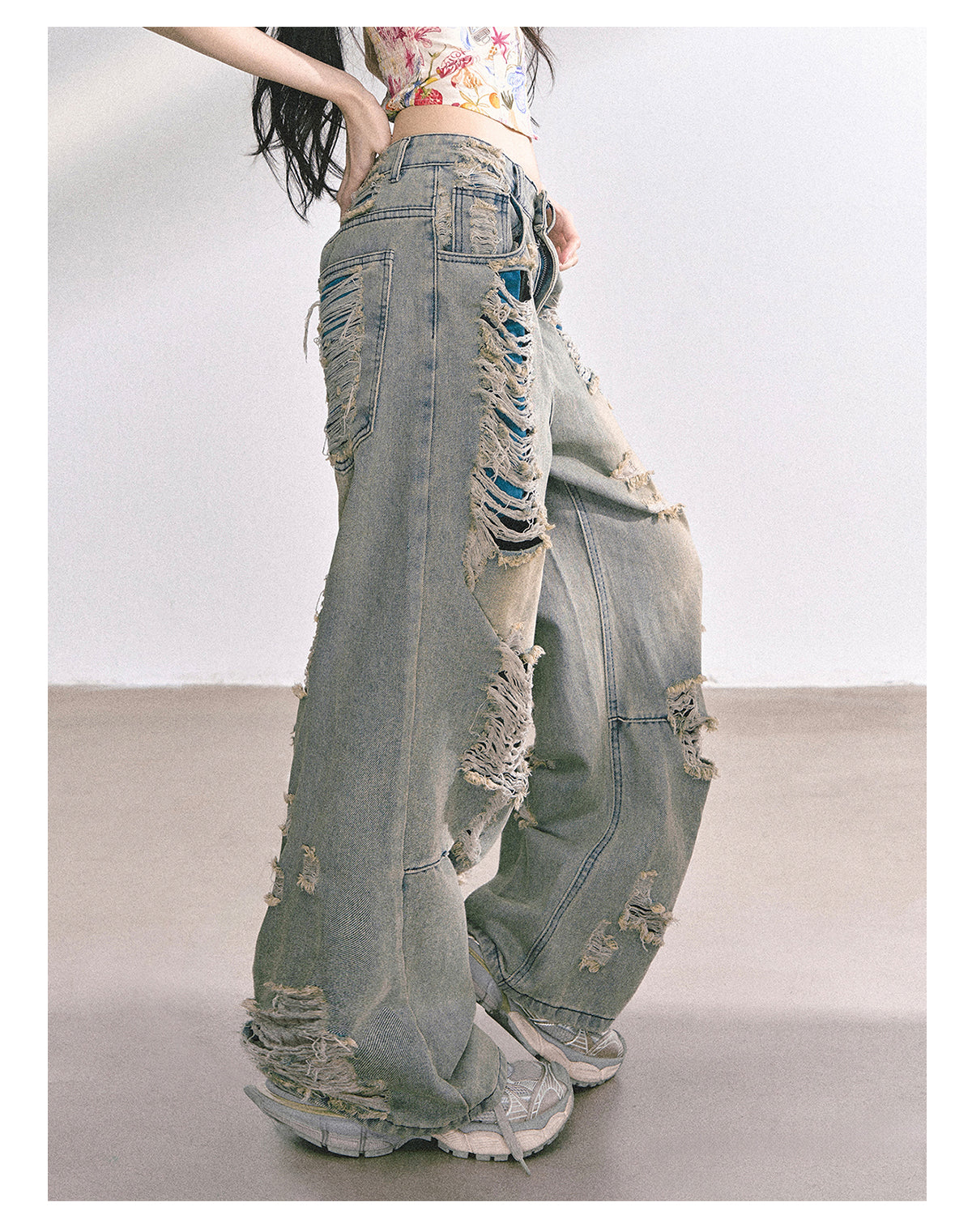 少也眼 “Everstreet" Ripped Straight-Leg Denim Pants 4763