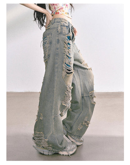 少也眼 “Everstreet" Ripped Straight-Leg Denim Pants 4763