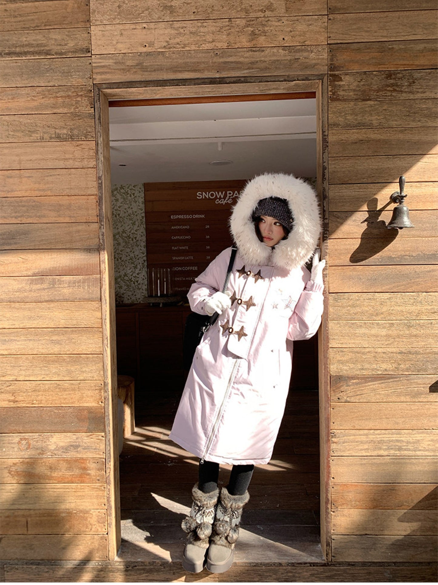 阮阮自制 - Starlight Dream Lilac Star-Trim Duck Down Coat