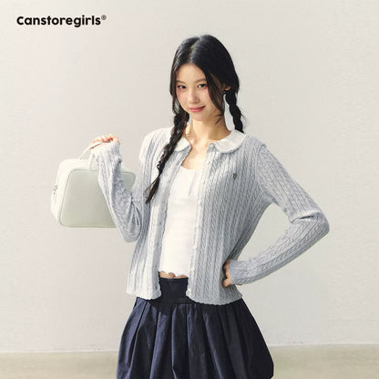 "Milky Bear Mood" Detachable Collar Knit Cardigan LL2026009