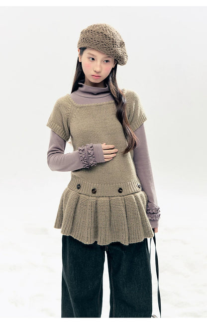 "Vintage Sonata" Khaki 3-Way Convertible Knit Top Set