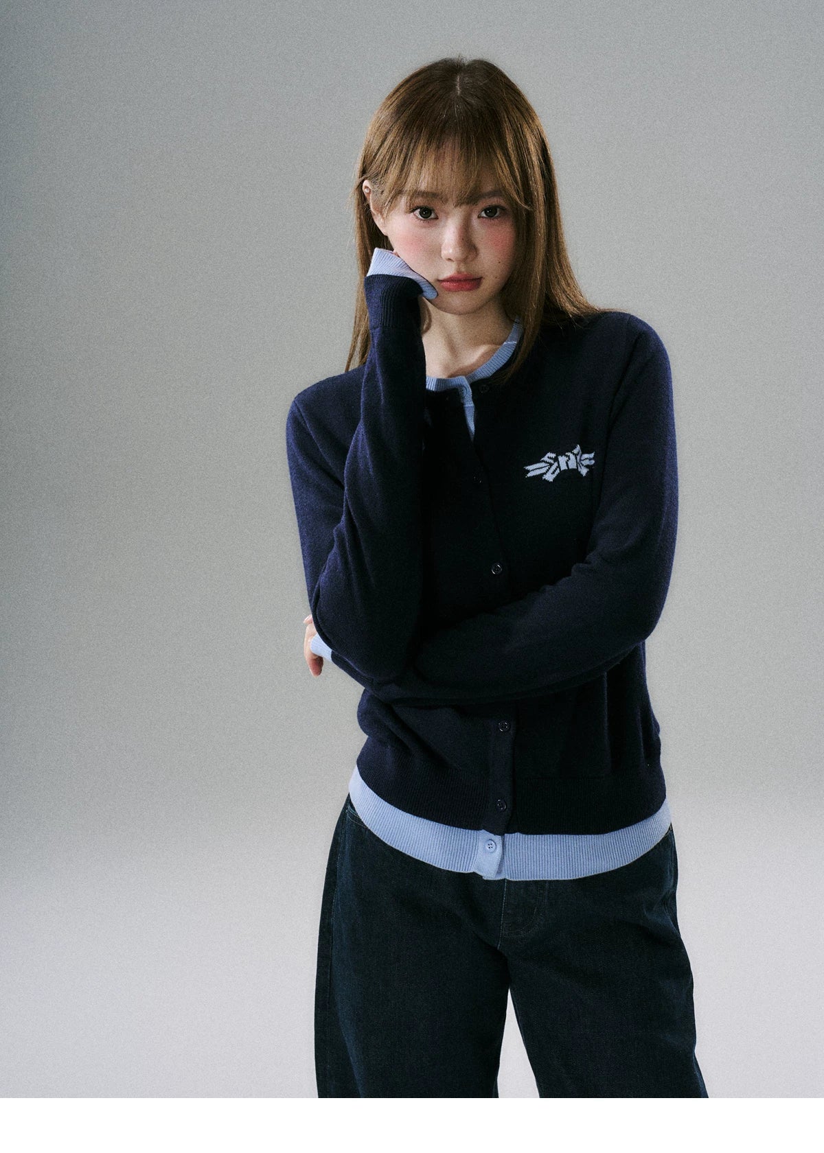LOST FOREST - Blue Bow Layered Cardigan