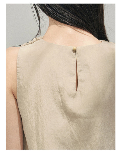 “Soft Khaki Whisper” Milk Tea Halter Twist Top & Wide-Leg Trousers