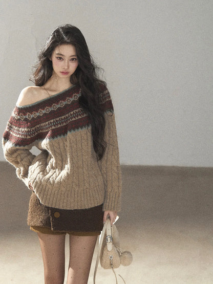 AOMALM - Mocha Musk Fair Isle Wool-Blend Sweater