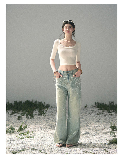 “Soft Winds in Lace” Ivory Lace Trim Fitted Top
