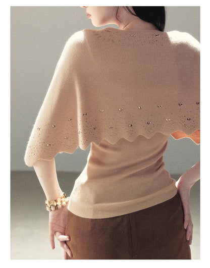 170726 "Stardust in the Air" Cinnamon Pink Cape Sweater & Cami Set