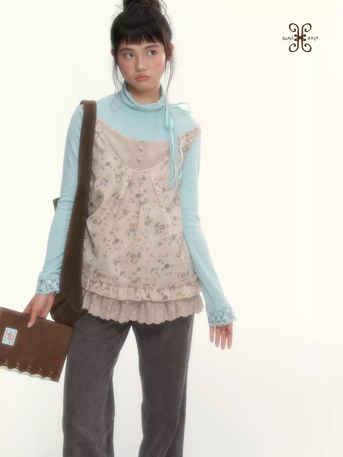 "Petals from a Forgotten Dream" Sweet Apricot Pink Floral Lace Ruffle Off-Shoulder Top