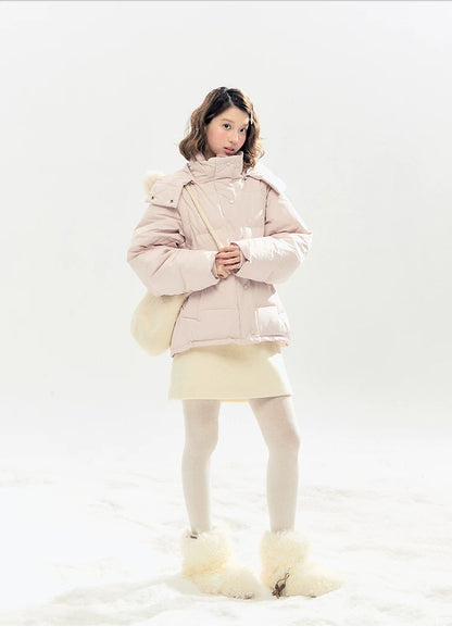 "Blush Cloud Haven" Misty Pink 2-Way Detachable Sleeve Down Jacket & Vest