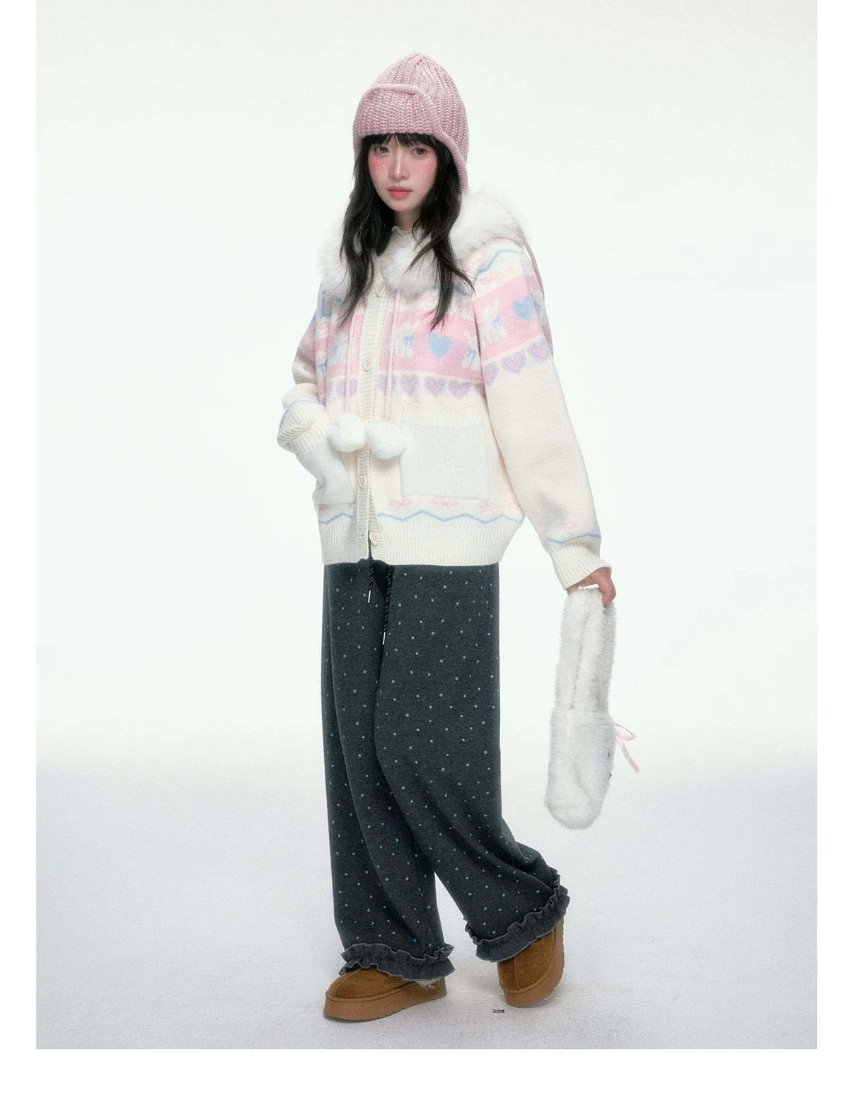 BIBIBENCY - Dark Gray Polka Dot Sweatpants