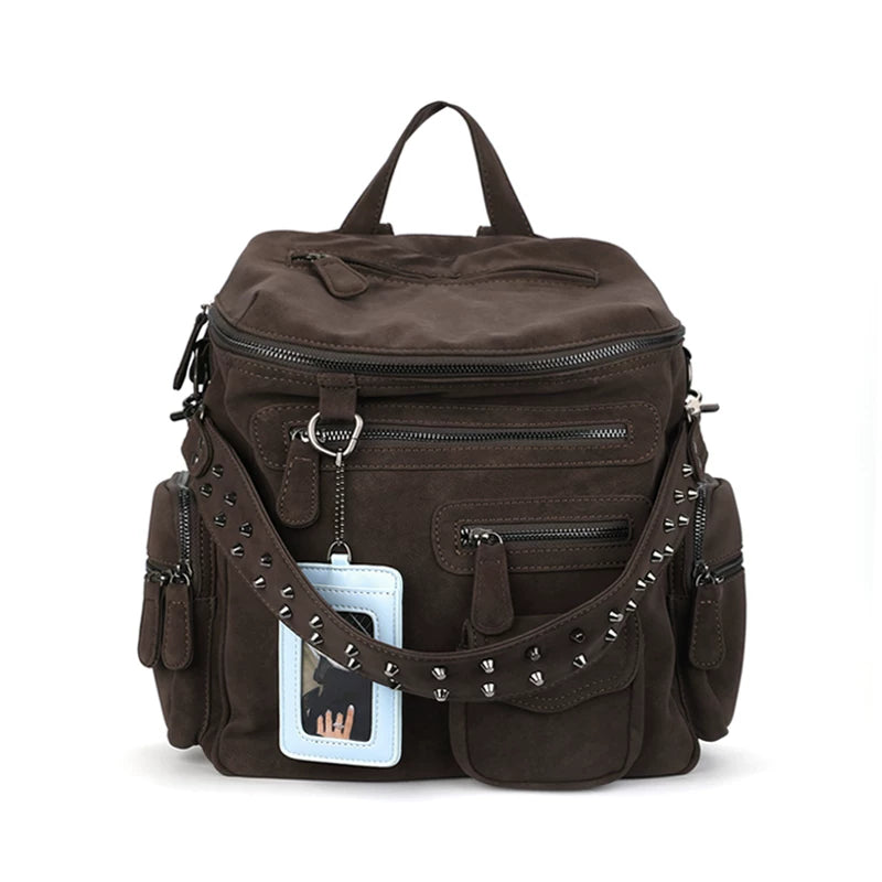 Reese Lincoln Suede Motorcycle Backpack