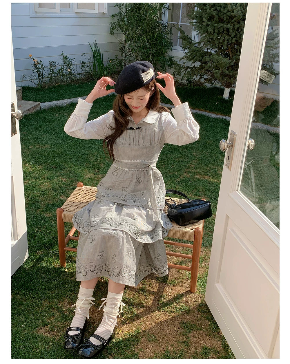 “Woodland Waltz Reverie” Grey Layered Cake Dress