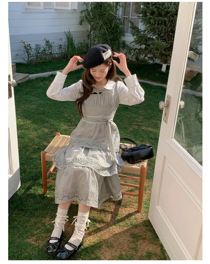 “Woodland Waltz Reverie” Grey Layered Cake Dress