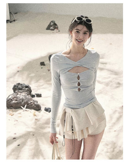 "Layered Petals in Motion" Dutch Cream Ruffle Skort 5324853