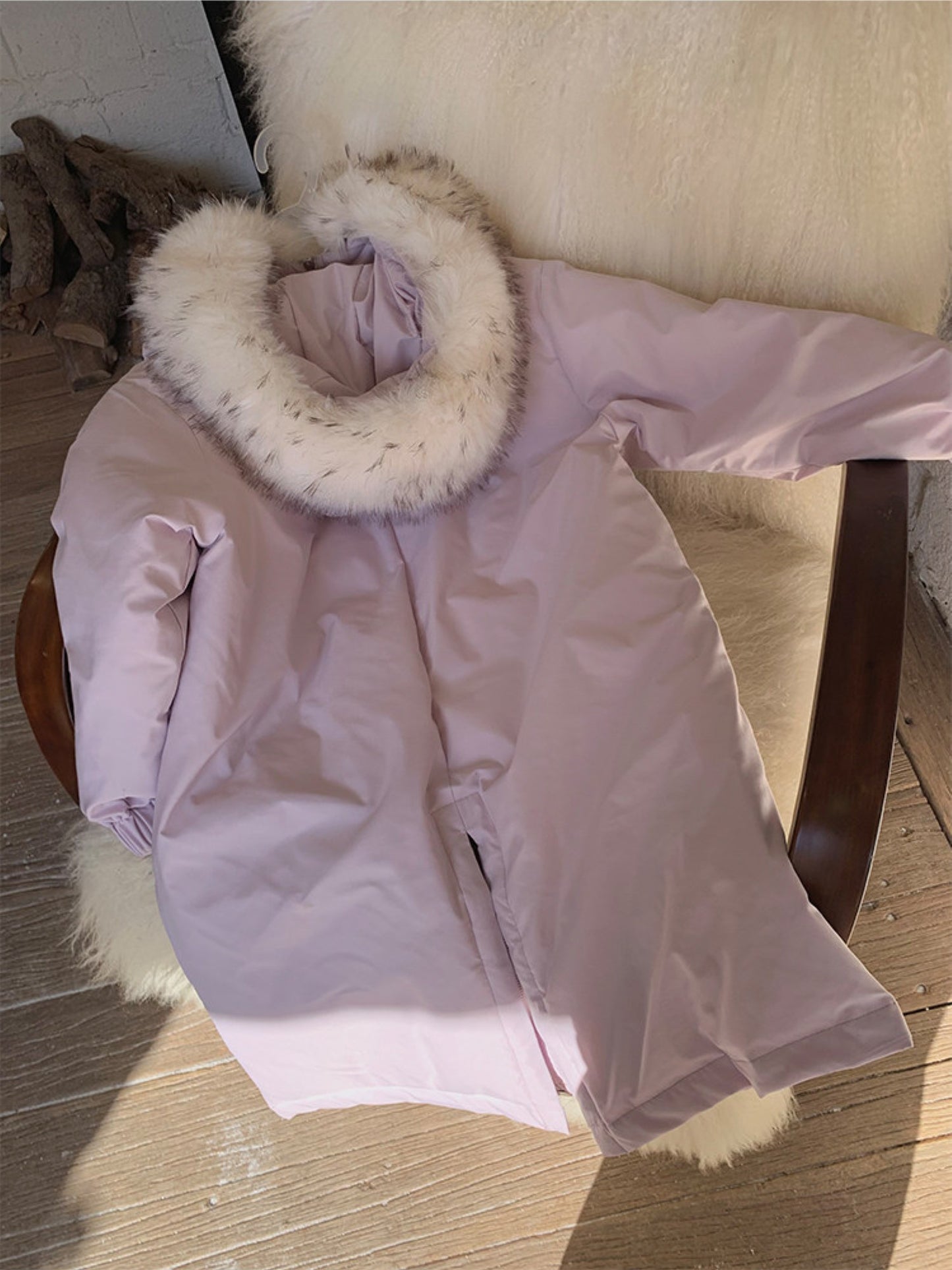阮阮自制 - Starlight Dream Lilac Star-Trim Duck Down Coat