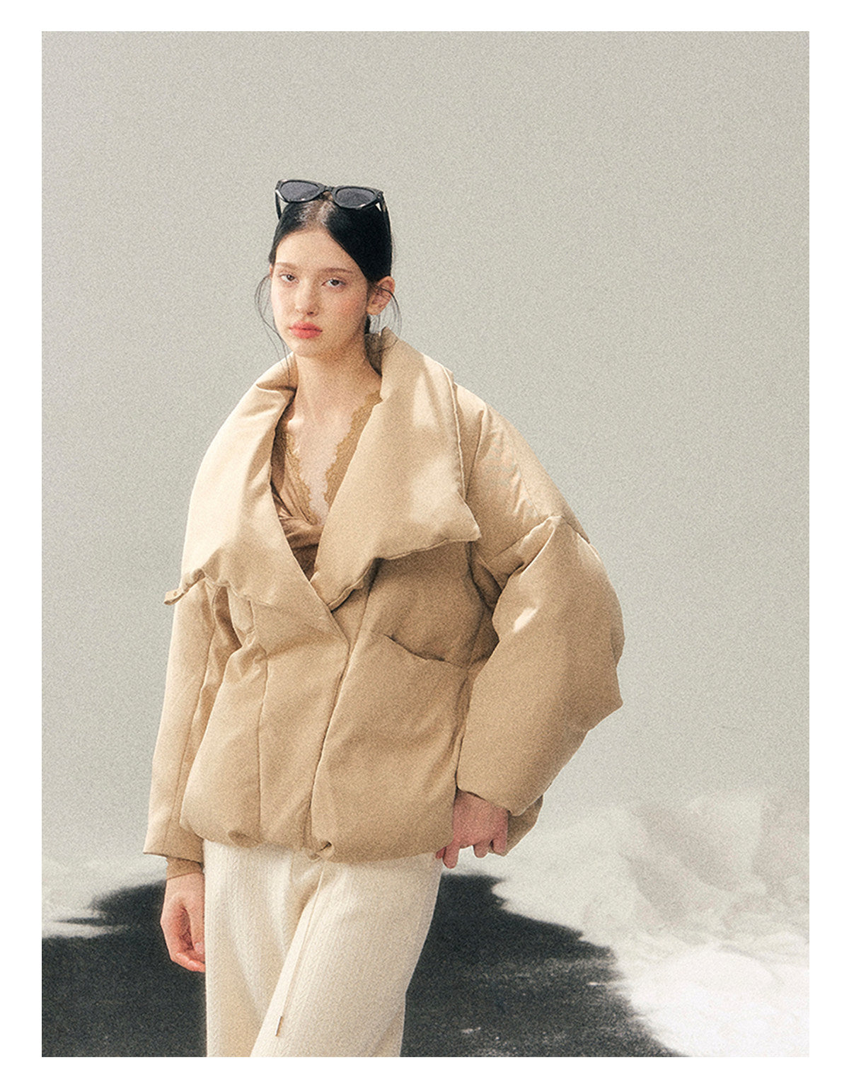 040126 "The Fluffiness of Snow" Down Jacket - Milk Tea Beige