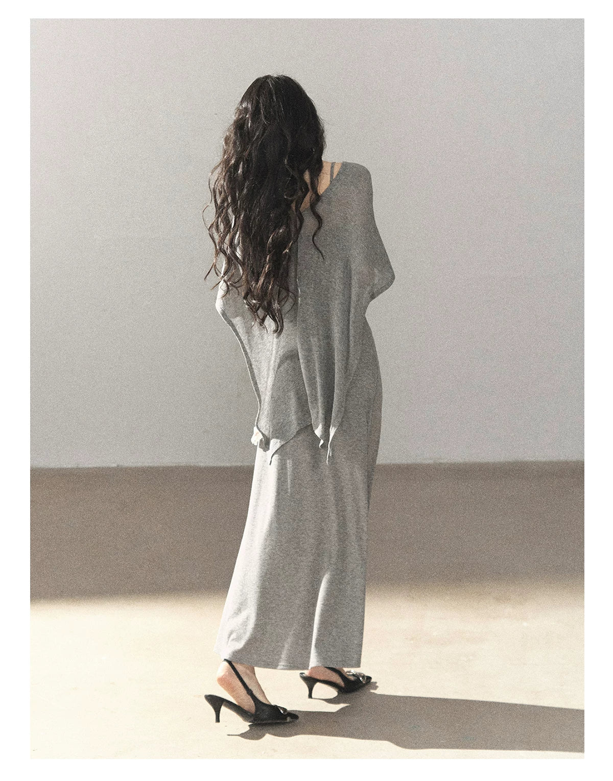 AOMALM - French-Inspired Two-Piece Maxi Dress Set with Layered Cape Overlay