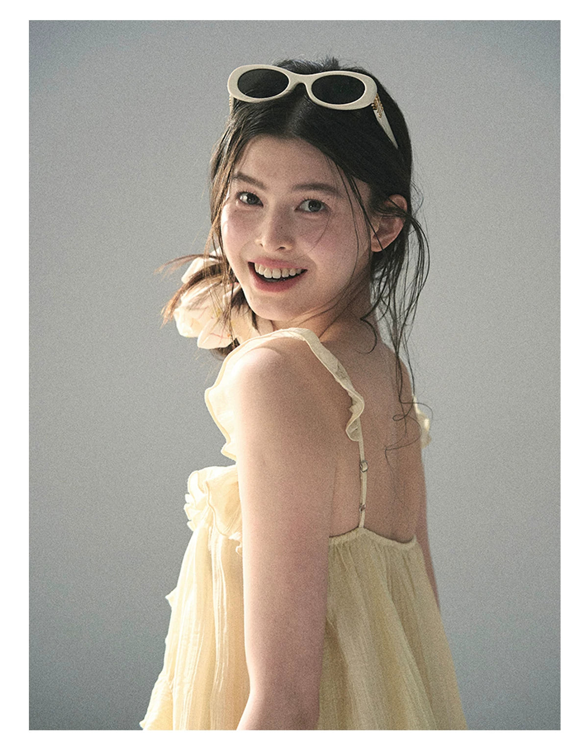 “Tenderly Entwined” Soft Butter Yellow Ruffle Babydoll Dress 4563543